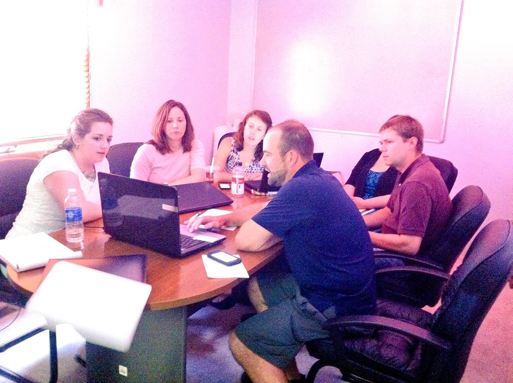 The Elkinite Team working on details of the site with folks from the Weelunk Team.
