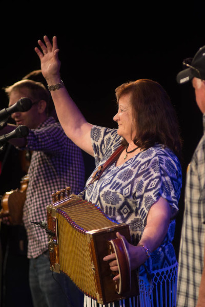 Sheryl Cormier, the Queen of Cajun Accordion playing in the Tuesday night concert.