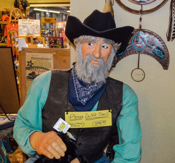 This gentleman greets each visitor to the specialty shop.