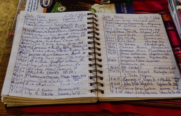 The guestbook at Hiawatha's is fulled of names of people that have visited Elkins from every corner of the country.