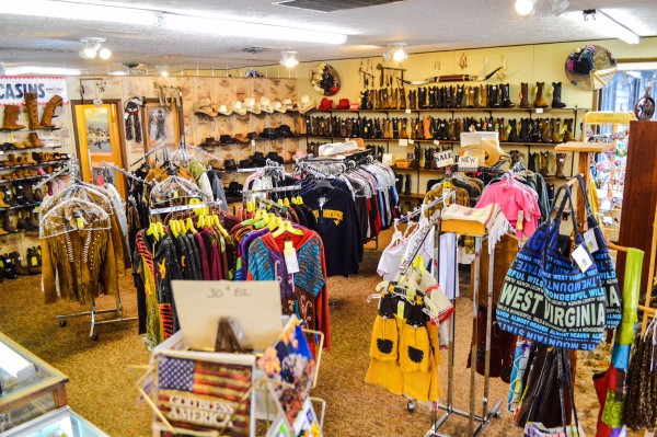 The retail shop's showroom is packed full with everything from Native American clothing to WVU apparel. 